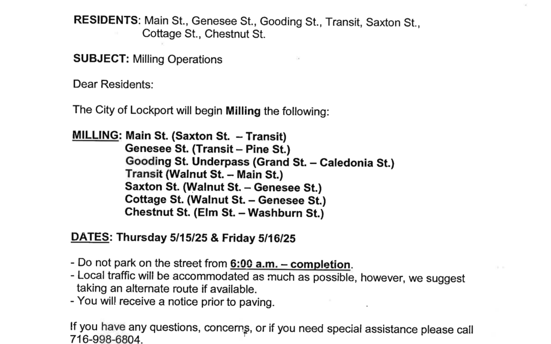 Milling Operations Notice