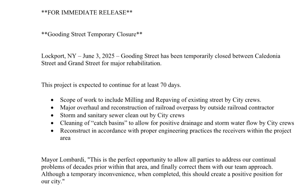 Gooding Street Temporary Closure