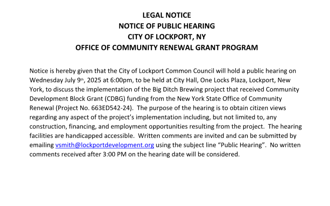 Notice of Public Hearing – Office of Community Renewal Grant Program