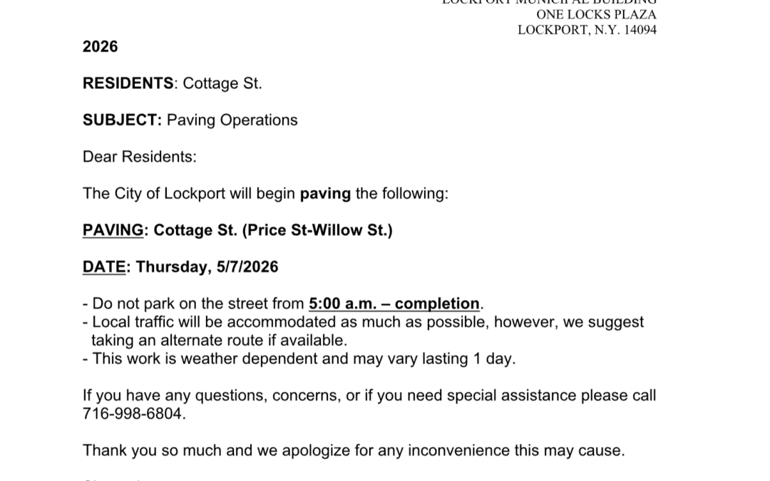 Important Notice: Cottage St. Paving Operations