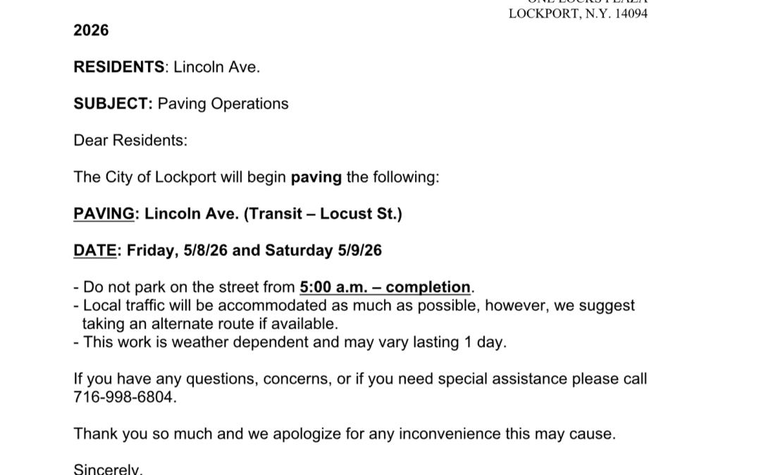 Important Notice: Lincoln Ave. Paving Operations