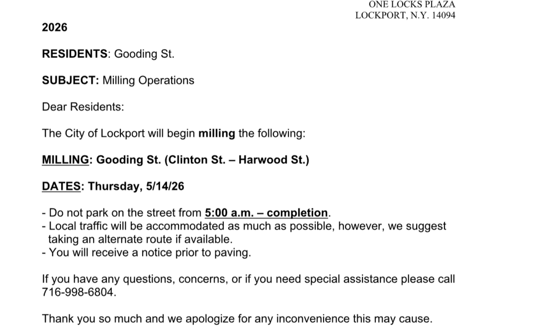 Important Notice: Gooding St. (Clinton St. – Harwood St.) Milling Operations