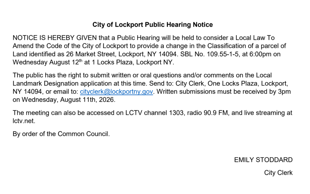 City of Lockport Public Hearing Notice