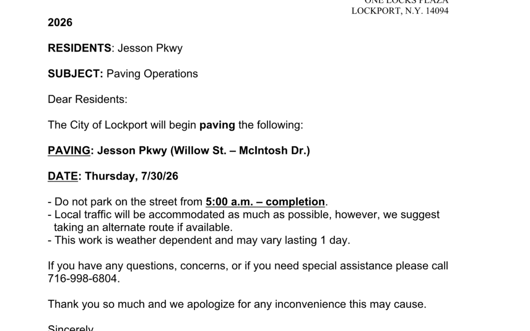Paving Operations Notice – Jesson Pkwy & Royal Lane
