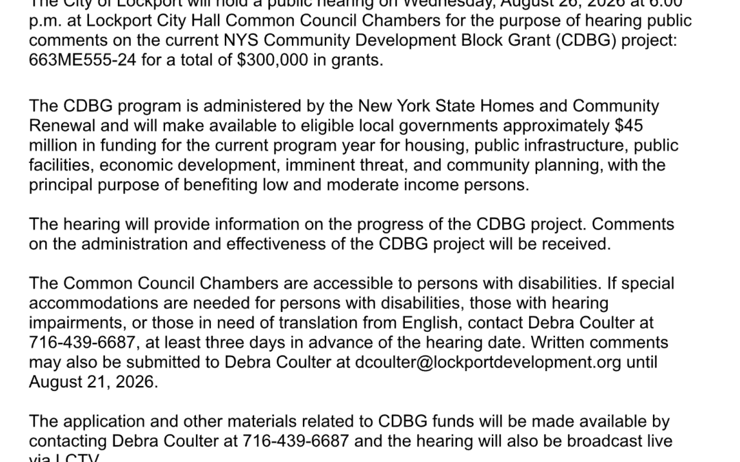 Public Notice for the City of Lockport Microenterprise Grant Program