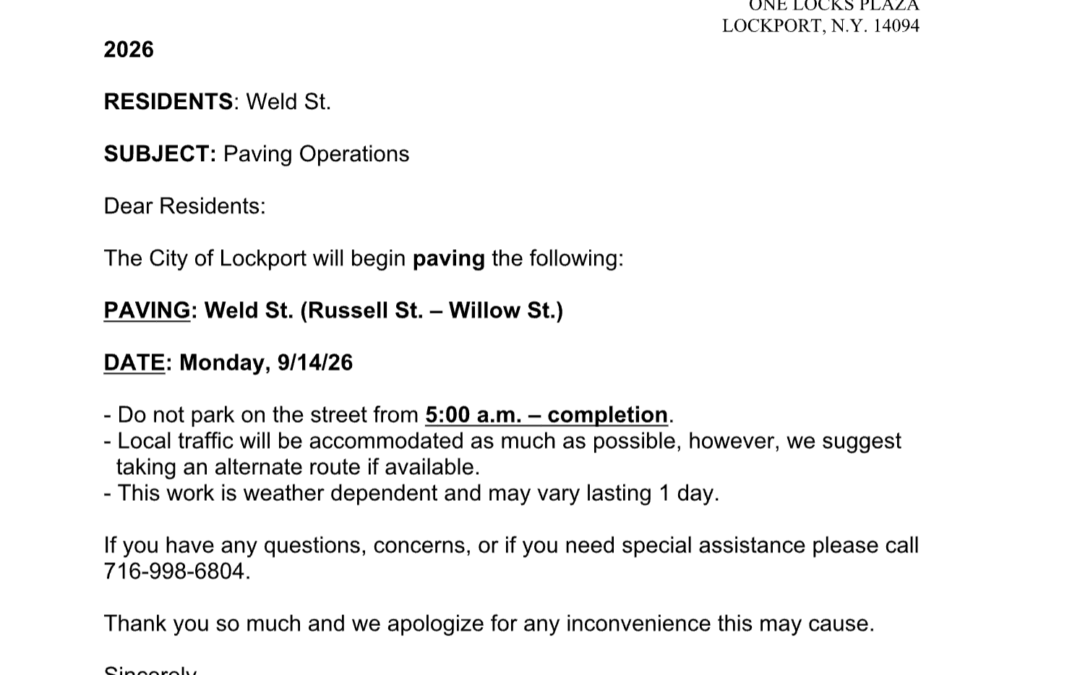 Paving Operations Notice – Weld St.