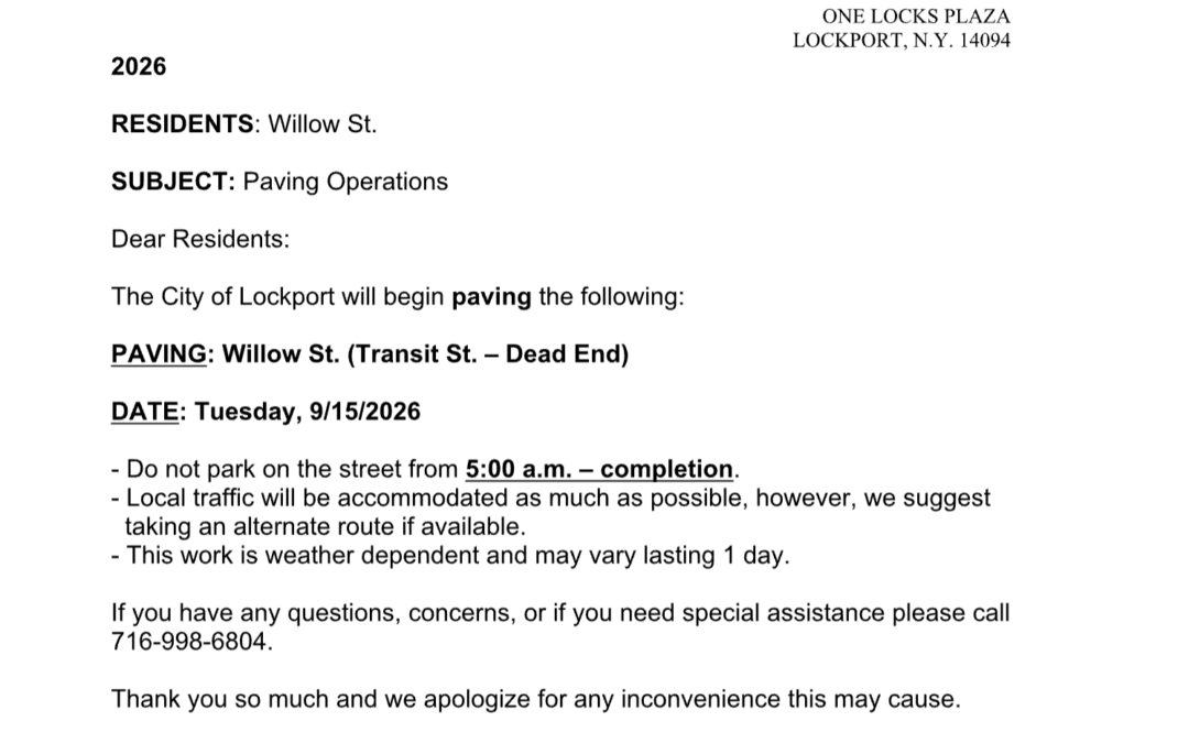 Paving Operations Notice – Willow St.