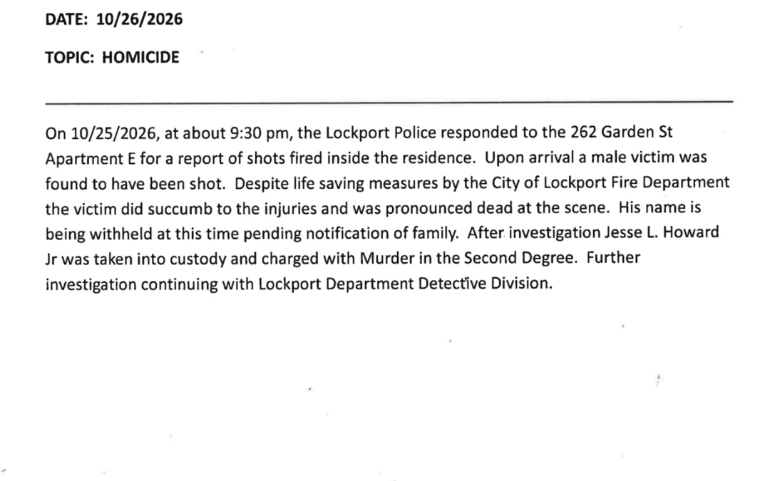 Press Release – City of Lockport Police Department