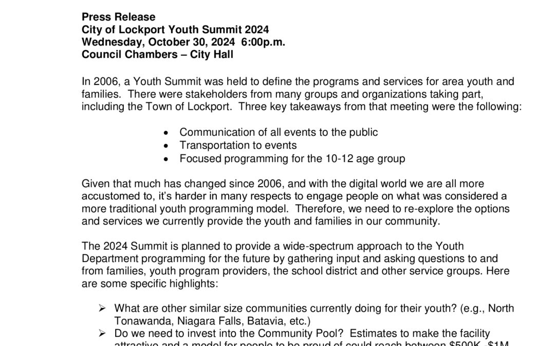 City of Lockport Youth Summit 2024